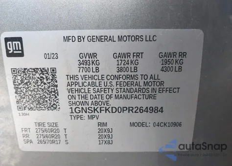 2023 Chevrolet Suburban 4Wd Premier from USA, damaged, VIN 1GNSKFKD0PR264984